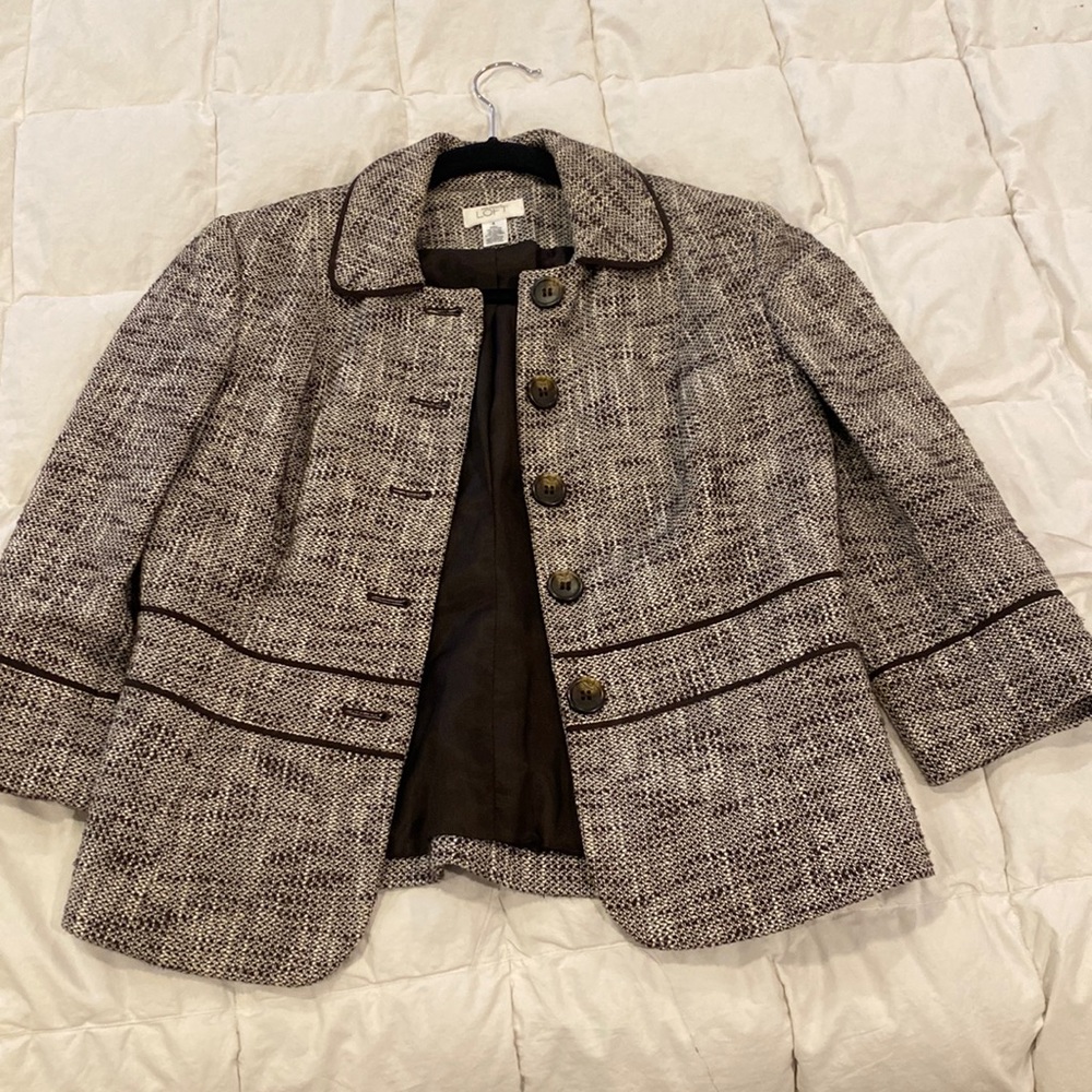 Ann Taylor Loft Brown/White Blazer Size 4